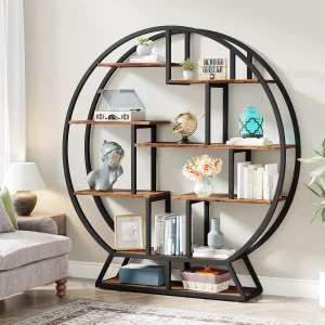 Round Bookshelves Etagere Bookcase, 63-Inch